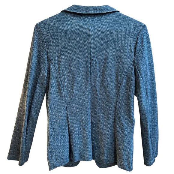 Betabrand Blazer Chevron Patterned Blue Gray Stretch Pockets Career Work Size SM - Picture 6 of 9